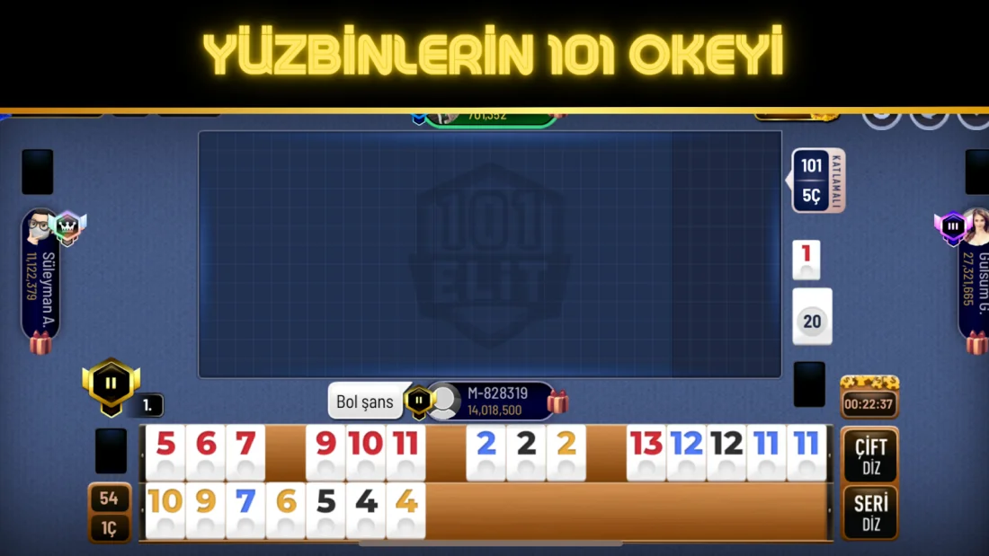101 Yüzbir Okey Elit oyun masası
